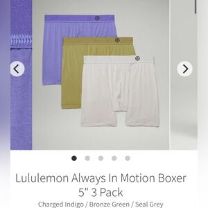 Lululemon Always In Motion Boxer 5" 3 Pack SHORT. BNWT